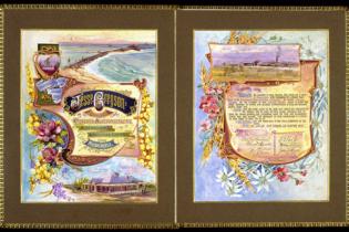 Illuminated address presented to Jesse Gregson on his retirement after 30 years as General Superintendent of the Australian Agricultural Company in March 1905